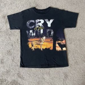 Vintage 90s Wolf Nature Wrap Around Shirt Cry‎ of the Wild Size Large